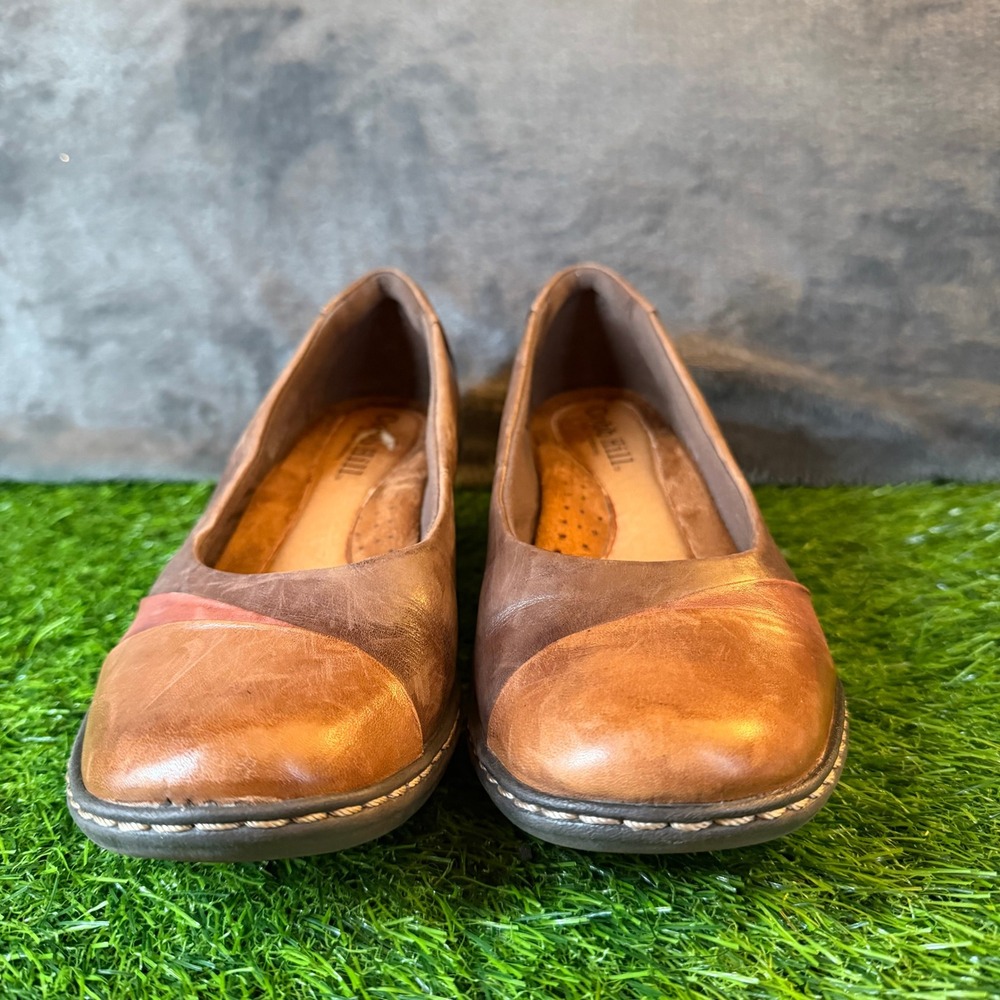 Cobb Hill Brown Leather Wedge Pumps Round Toe Slip On Shoes CAF01BRM Womens 8.5 - Picture 3 of 13